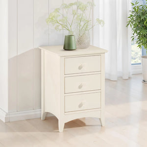 Julian Bowen Cameo 3 Drawer Bedside Table in Stone White Wooden Nightstand with Spacious Storage