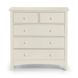 Julian Bowen Cameo 3+2 Chest of Drawers – Stone White Wooden Bedroom Storage Cabinet with 3 Large & 2 Small Drawers, Shaker Style