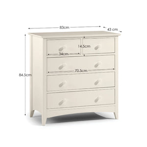Julian Bowen Cameo 3+2 Chest of Drawers – Stone White Wooden Bedroom Storage Cabinet with 3 Large & 2 Small Drawers, Shaker Style