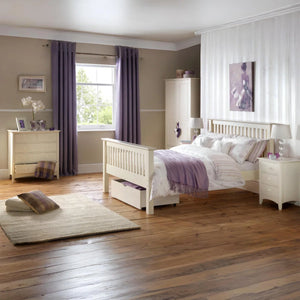 Julian Bowen Cameo 3+2 Chest of Drawers – Stone White Wooden Bedroom Storage Cabinet with 3 Large & 2 Small Drawers, Shaker Style