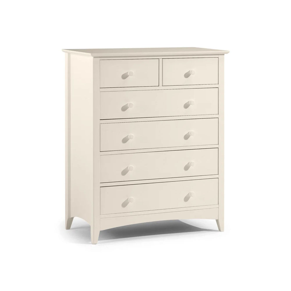Julian Bowen Cameo 4+2 Chest of Drawers in Stone White – Shaker Style Wooden Bedroom Storage Cabinet with 6 Drawers