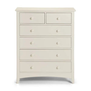 Julian Bowen Cameo 4+2 Chest of Drawers in Stone White – Shaker Style Wooden Bedroom Storage Cabinet with 6 Drawers