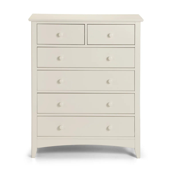 Julian Bowen Cameo 4+2 Chest of Drawers in Stone White – Shaker Style Wooden Bedroom Storage Cabinet with 6 Drawers