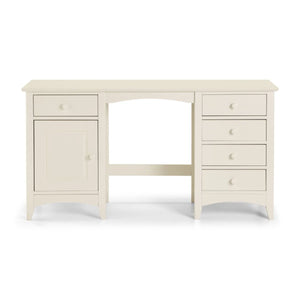 Julian Bowen Cameo Stone White Dressing Table with 5 Drawers & Cupboard Storage – Shaker Style Wooden Vanity Desk