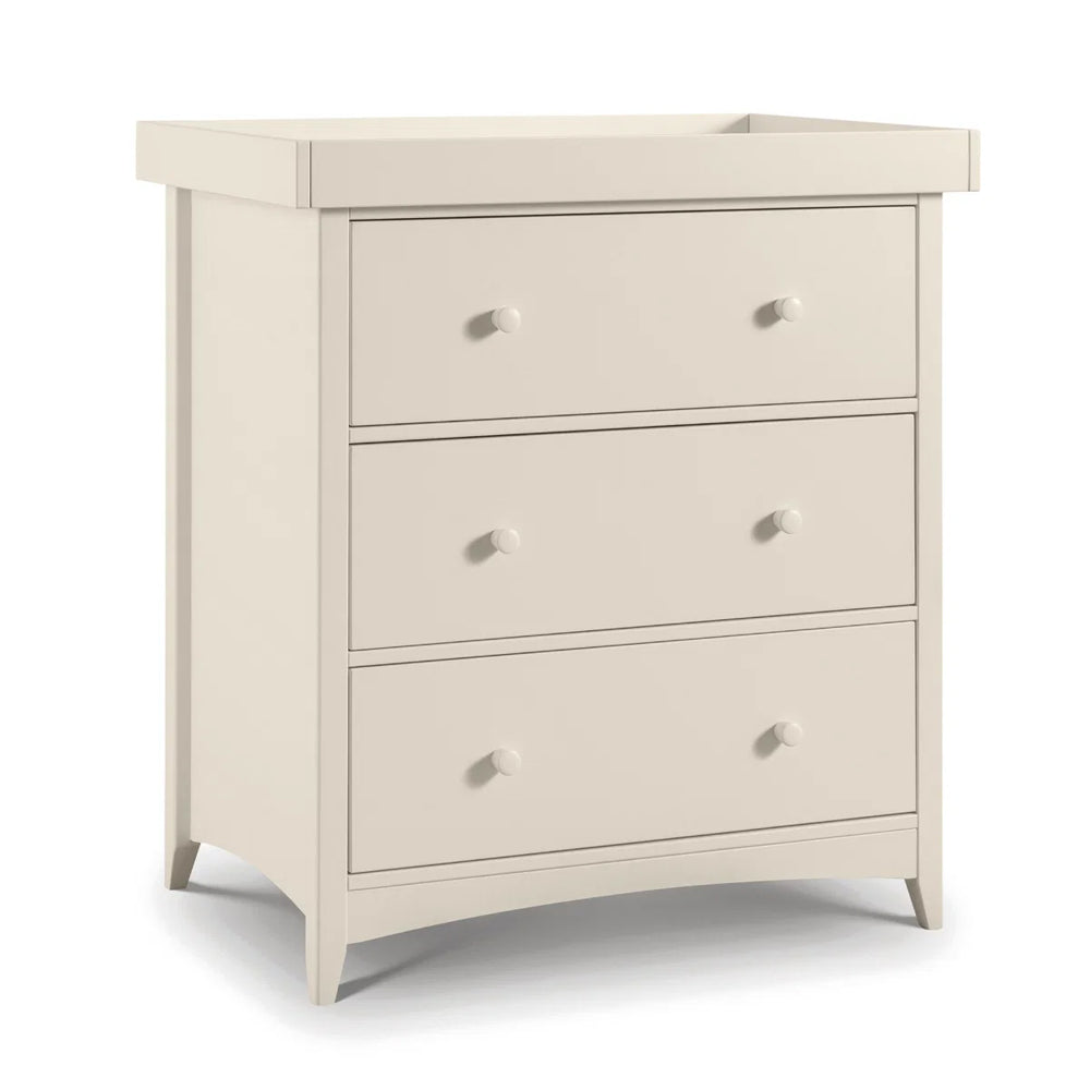 Julian Bowen Cameo Nursery Changing Station with 2 Drawers & Open Shelves – Stone White Baby Changing Unit