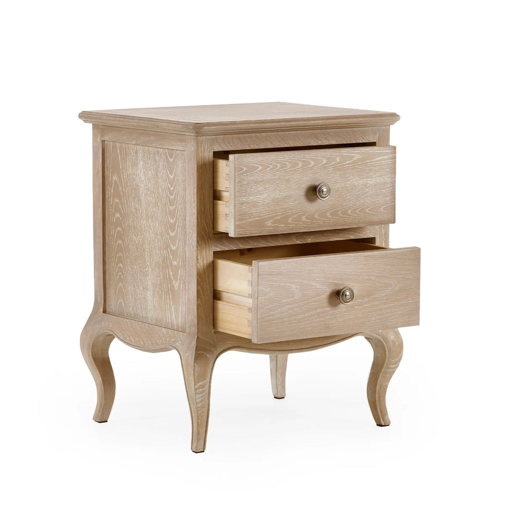 Julian Bowen Camille French Style 2 Drawer Bedside Table with Ornate Detailing, Soft Curves & Elegant Storage