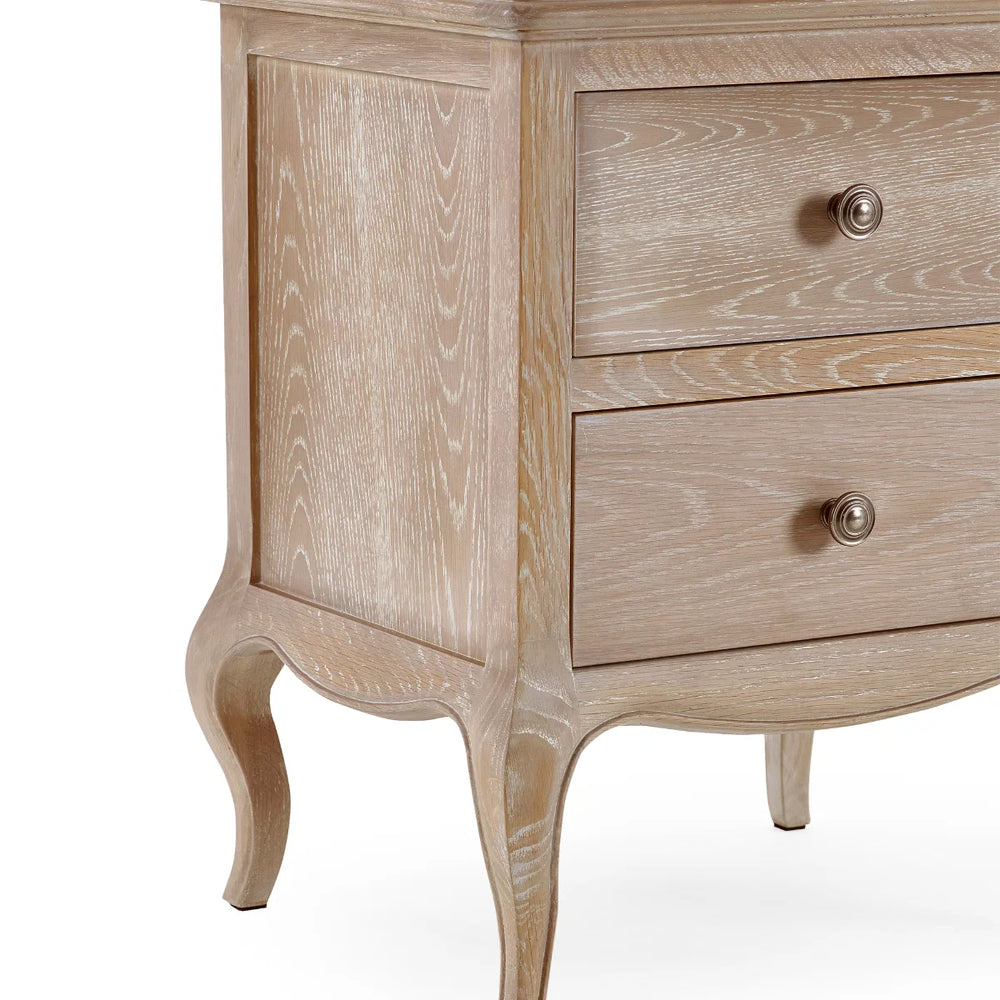 Julian Bowen Camille French Style 2 Drawer Bedside Table with Ornate Detailing, Soft Curves & Elegant Storage