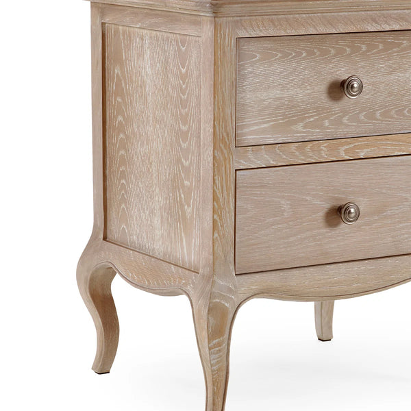 Julian Bowen Camille French Style 2 Drawer Bedside Table with Ornate Detailing, Soft Curves & Elegant Storage