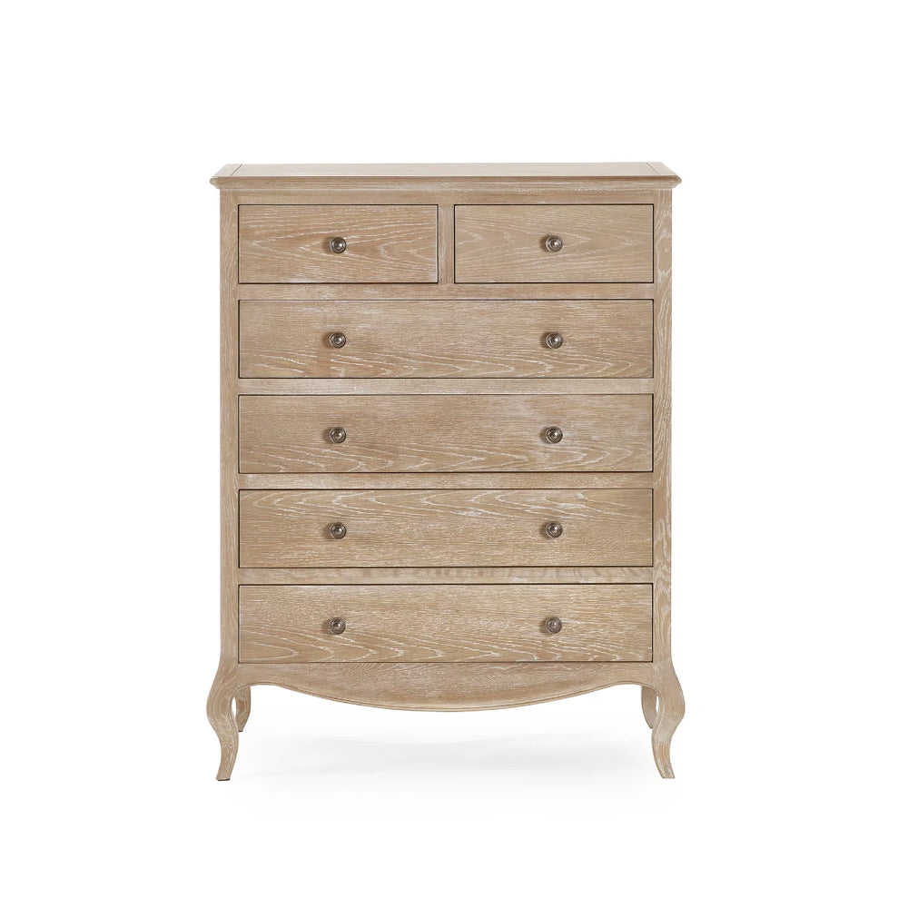 Julian Bowen Camille 4+2 Chest of Drawers – Elegant French-Inspired Wooden Bedroom Storage Cabinet with 6 Drawers
