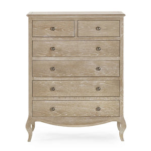 Julian Bowen Camille 4+2 Chest of Drawers – Elegant French-Inspired Wooden Bedroom Storage Cabinet with 6 Drawers