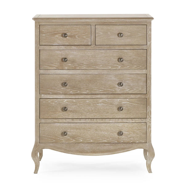 Julian Bowen Camille 4+2 Chest of Drawers – Elegant French-Inspired Wooden Bedroom Storage Cabinet with 6 Drawers