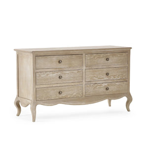 Julian Bowen Camille 6 Drawer Wide Chest of Drawers – Elegant French Style Bedroom Storage Cabinet with Ornate Detailing, Spacious 6-Drawer Wooden Chest, White Finish