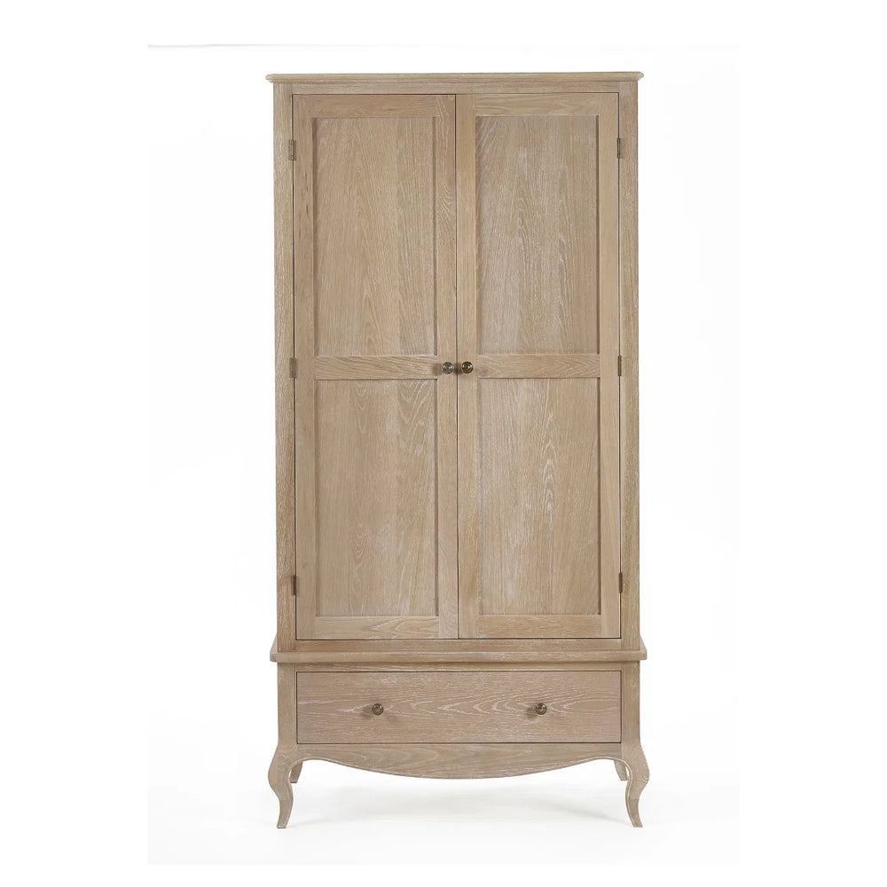Julian Bowen Camille French-Inspired Combination Wardrobe with Ornate Detailing – White, 2 Door, 2 Drawer Storage