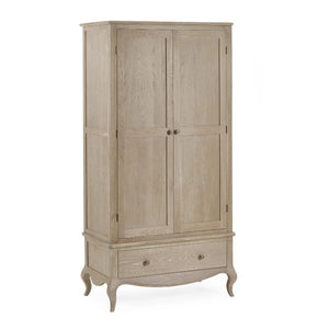 Julian Bowen Camille French-Inspired Combination Wardrobe with Ornate Detailing – White, 2 Door, 2 Drawer Storage