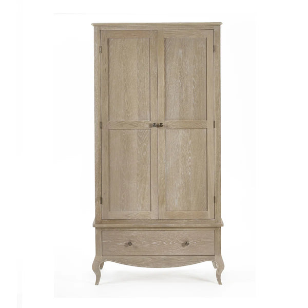 Julian Bowen Camille French-Inspired Combination Wardrobe with Ornate Detailing – White, 2 Door, 2 Drawer Storage
