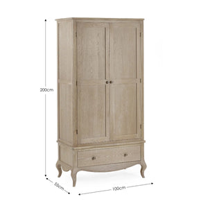 Julian Bowen Camille French-Inspired Combination Wardrobe with Ornate Detailing – White, 2 Door, 2 Drawer Storage