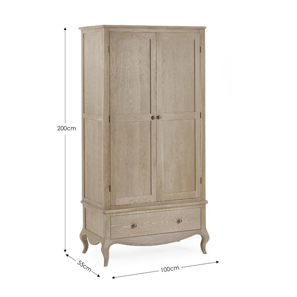 Julian Bowen Camille French-Inspired Combination Wardrobe with Ornate Detailing – White, 2 Door, 2 Drawer Storage