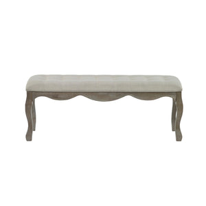 Julian Bowen Camille Upholstered Bench in Oatmeal Linen – 130cm Button-Tufted Dining & Bedroom Bench with Limed Oak Legs - Sleek Furniture