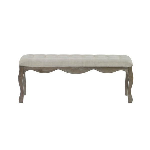 Julian Bowen Camille Upholstered Bench in Oatmeal Linen – 130cm Button-Tufted Dining & Bedroom Bench with Limed Oak Legs - Sleek Furniture