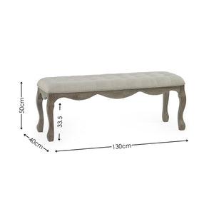 Julian Bowen Camille Upholstered Bench in Oatmeal Linen – 130cm Button-Tufted Dining & Bedroom Bench with Limed Oak Legs - Sleek Furniture