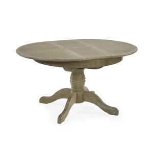Julian Bowen Camille Round Extending Dining Table in Limed Oak – 110-145cm Extendable Pedestal Dining Table