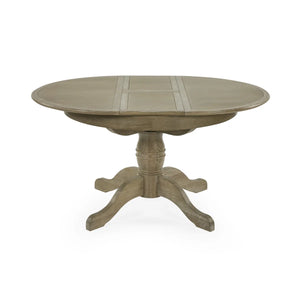 Julian Bowen Camille Round Extending Dining Table in Limed Oak – 110-145cm Extendable Pedestal Dining Table
