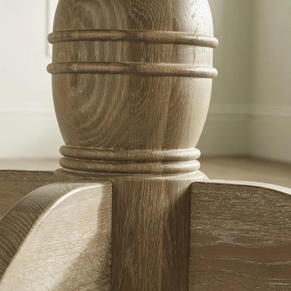 Julian Bowen Camille Round Extending Dining Table in Limed Oak – 110-145cm Extendable Pedestal Dining Table