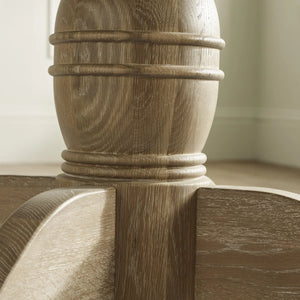 Julian Bowen Camille Round Extending Dining Table in Limed Oak – 110-145cm Extendable Pedestal Dining Table