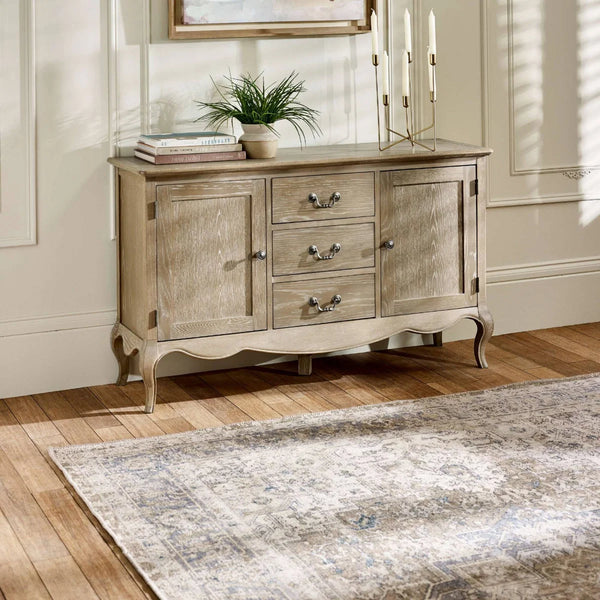 Camille French Style 2 Door 2 Drawer Sideboard in Limed Oak