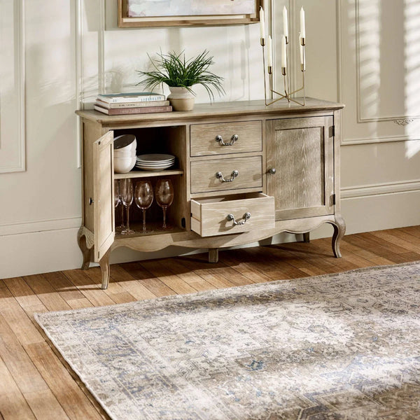 Camille French Style 2 Door 2 Drawer Sideboard in Limed Oak
