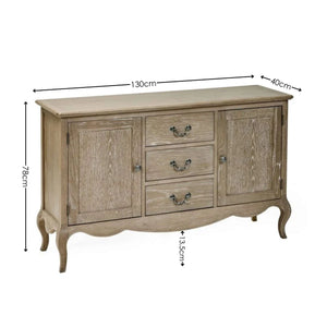 Camille French Style 2 Door 2 Drawer Sideboard in Limed Oak