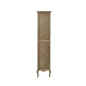 Camille French Style Lime Washed Oak Tall Bookcase with Drawers – 180cm Wooden Display Shelving Unit