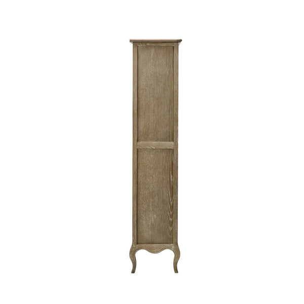 Camille French Style Lime Washed Oak Tall Bookcase with Drawers – 180cm Wooden Display Shelving Unit