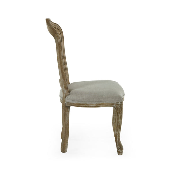 Julian Bowen Camille Rattan Back Dining Chairs in Limed Oak – Set of 2 French Style Chairs with Upholstered Linen Seats - Sleek Furniture
