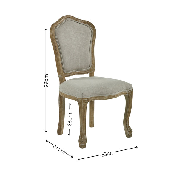 Julian Bowen Camille Upholstered Dining Chairs in Oatmeal Linen – Set of 2 French Style Chairs with Limed Oak Legs - Sleek Furniture