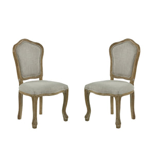 Julian Bowen Camille Upholstered Dining Chairs in Oatmeal Linen – Set of 2 French Style Chairs with Limed Oak Legs - Sleek Furniture