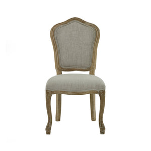 Julian Bowen Camille Upholstered Dining Chairs in Oatmeal Linen – Set of 2 French Style Chairs with Limed Oak Legs - Sleek Furniture
