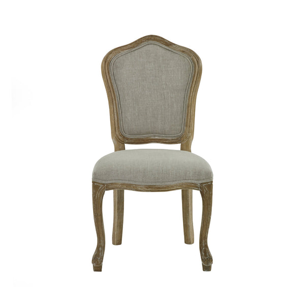 Julian Bowen Camille Upholstered Dining Chairs in Oatmeal Linen – Set of 2 French Style Chairs with Limed Oak Legs - Sleek Furniture