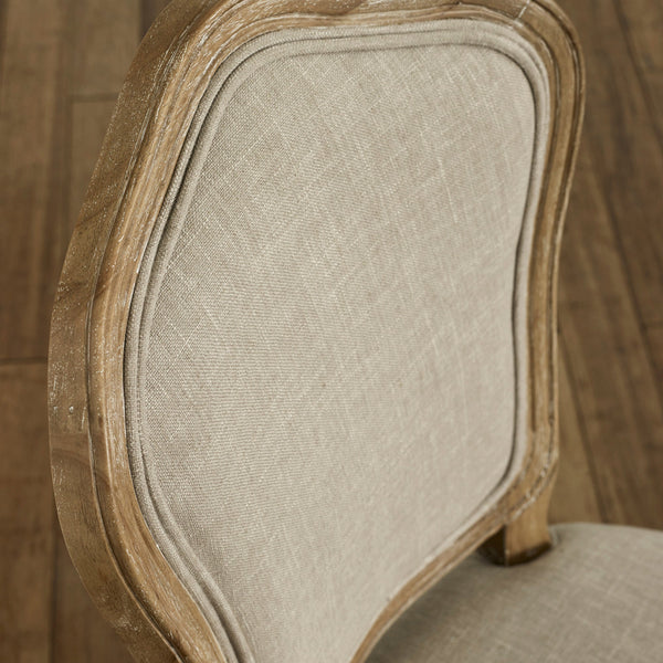 Julian Bowen Camille Upholstered Dining Chairs in Oatmeal Linen – Set of 2 French Style Chairs with Limed Oak Legs - Sleek Furniture
