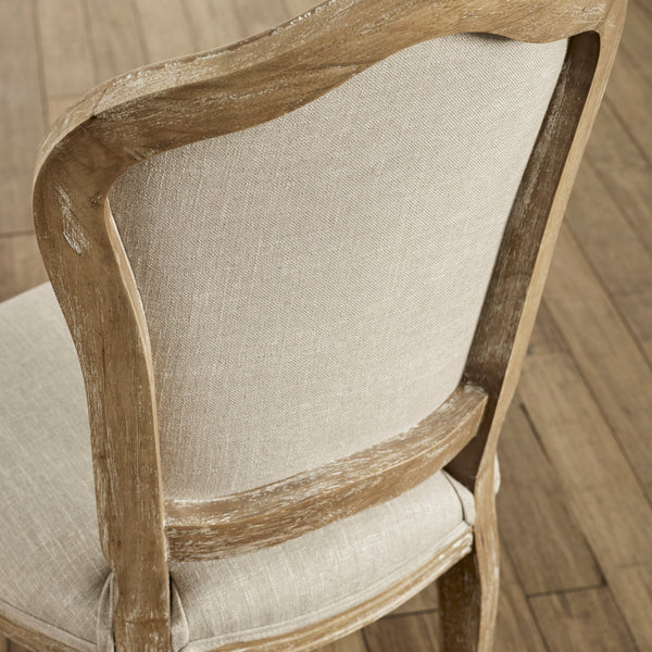 Julian Bowen Camille Upholstered Dining Chairs in Oatmeal Linen – Set of 2 French Style Chairs with Limed Oak Legs - Sleek Furniture