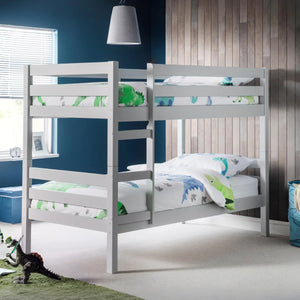 Julian Bowen Camden Dove Grey Solid Pine Wooden Bunk Bed with Safety Rails & Ladder | Space Saving Twin Sleeper for Kids & Guest Rooms