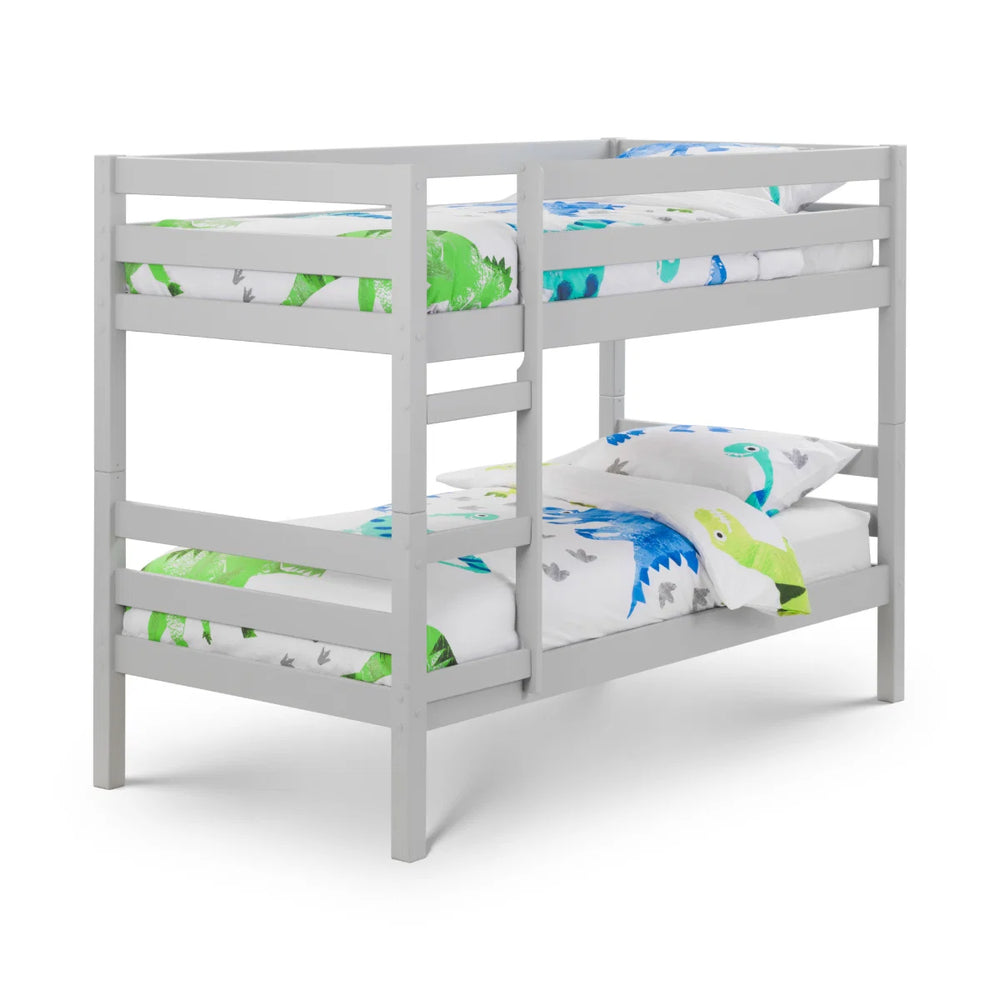 Julian Bowen Camden Dove Grey Solid Pine Wooden Bunk Bed with Safety Rails & Ladder | Space Saving Twin Sleeper for Kids & Guest Rooms