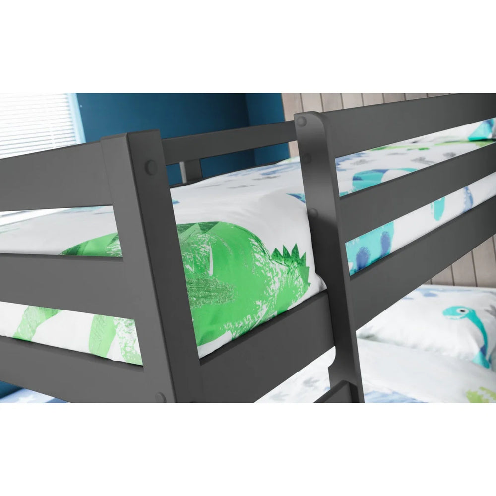 Julian Bowen Camden Anthracite Solid Pine Bunk Bed – Modern Space-Saving Twin Sleeper with Sturdy Ladder & Safety Rails