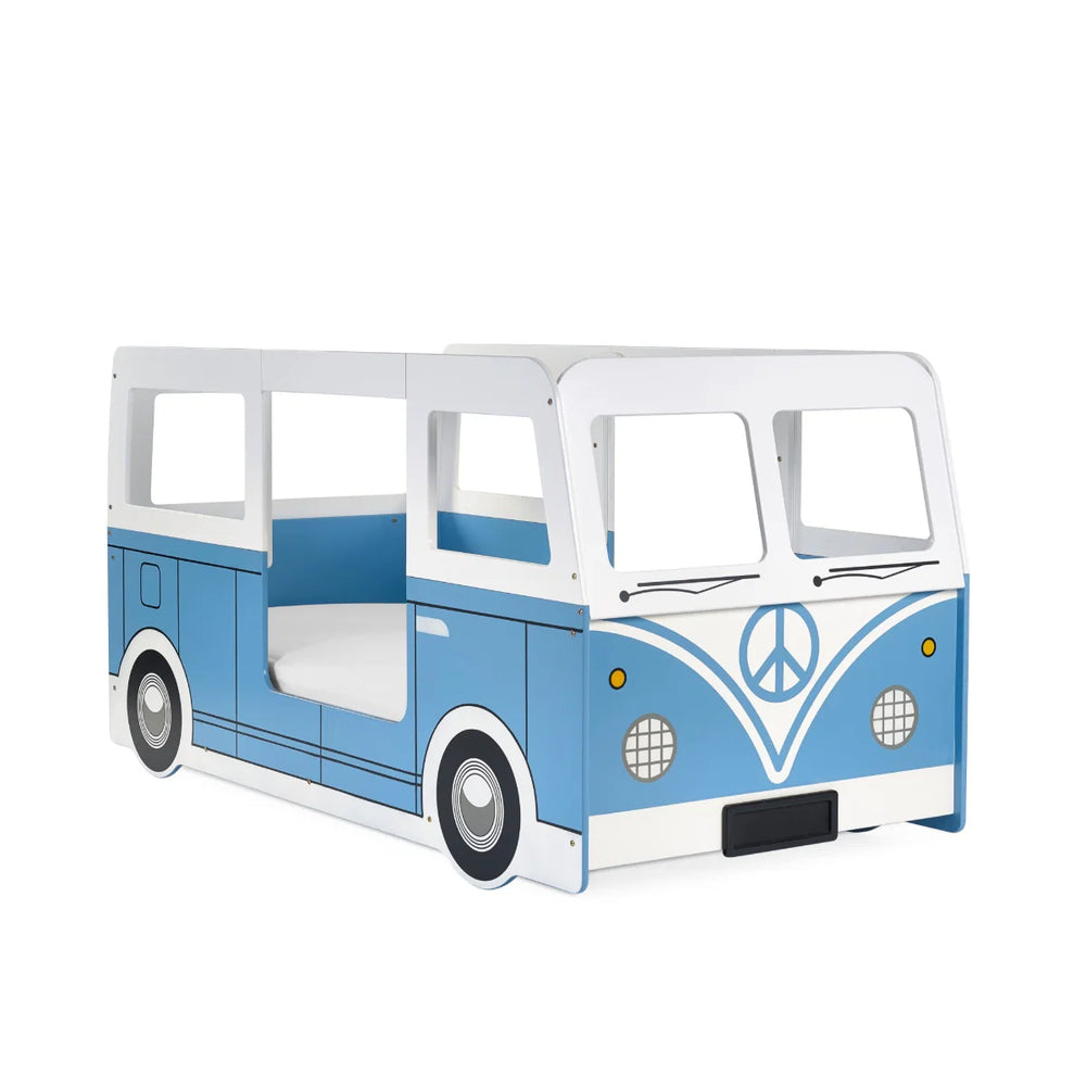 Campervan Low Sleeper Kids Bed Frame - Light Blue Wooden Children's Novelty Bed
