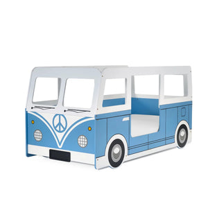 Campervan Low Sleeper Kids Bed Frame - Light Blue Wooden Children's Novelty Bed