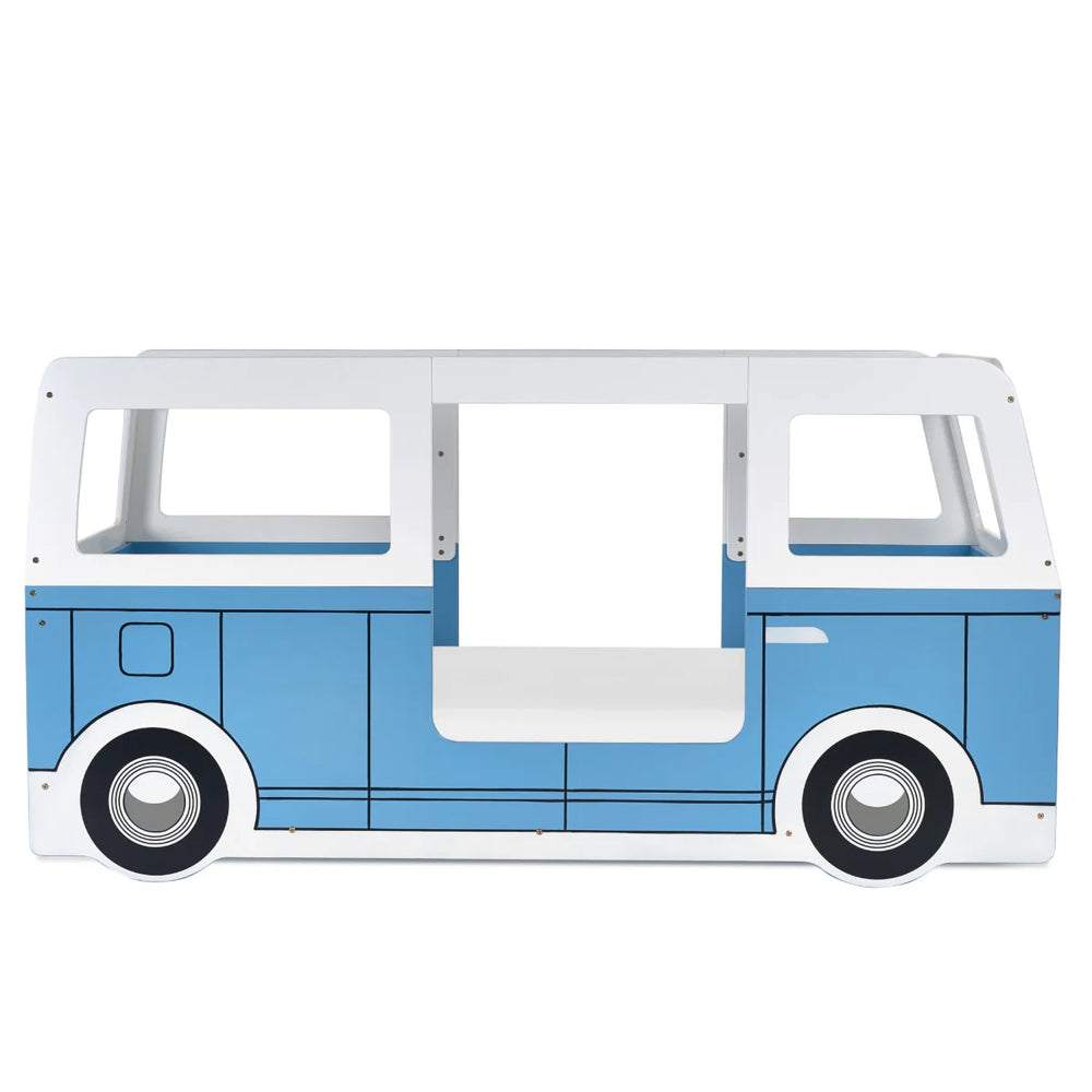 Campervan Low Sleeper Kids Bed Frame - Light Blue Wooden Children's Novelty Bed