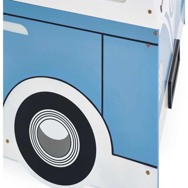 Campervan Low Sleeper Kids Bed Frame - Light Blue Wooden Children's Novelty Bed