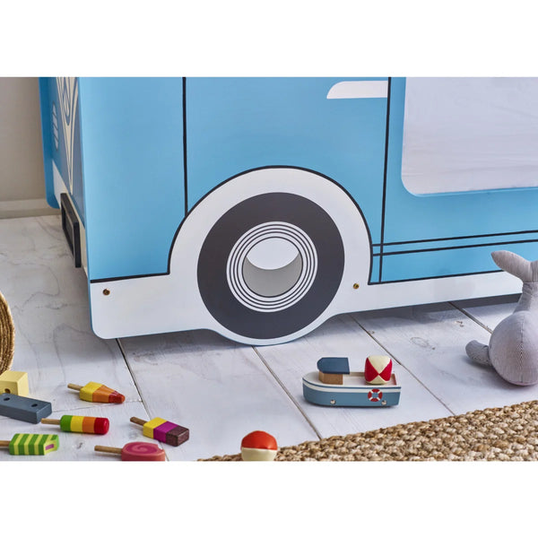 Campervan Low Sleeper Kids Bed Frame - Light Blue Wooden Children's Novelty Bed