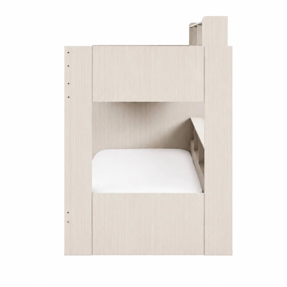 Camelot White Wooden Storage Bunk Bed with Staircase, Built-In Drawers & Shelving