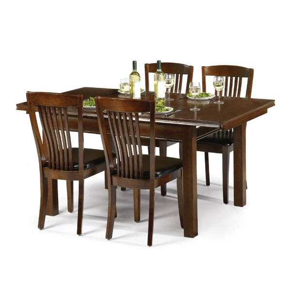 Julian Bowen Canterbury Extendable Solid Rubberwood Dining Table with Butterfly Extension, Mahogany Finish